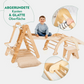 7in1 Montessori Klettergerüst Set: Kletterdreieck, Kletterbogen mit Kissen, Rutsche, Kletternetz, Maltafel und Kinderstuhl, für Kinder 1-7 Jahre – Beige-2