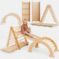4in1 Montessori Klettergerüst Set: Kletterdreieck mit Rutsche, Kletterbogen mit Kissen, für Kinder 1-7 Jahre – Beige-0
