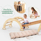 5in1 Montessori Klettergerüst Set: Kletterdreieck mit Rutsche, Kletterbogen, Kletternetz und Kissen, für Kinder 1-7 Jahre – Beige-3