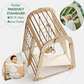 6in1 Indoor Spielplatz für Kinder: Klettergerüst mit Kletternetz, Rutsche, Gymnastikringe, Hängende Leiter und Disc-Schaukel – Beige-4