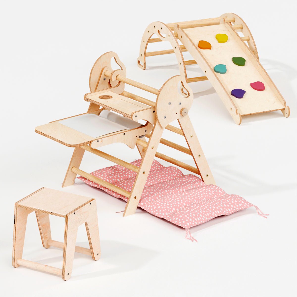 Montessori 4in1 Kletterdreieck für Babys: Pikler-Dreieck, Kletterbogen, Rutschbrett und Kissen für Kleinkinder (1–3 Jahre)-11