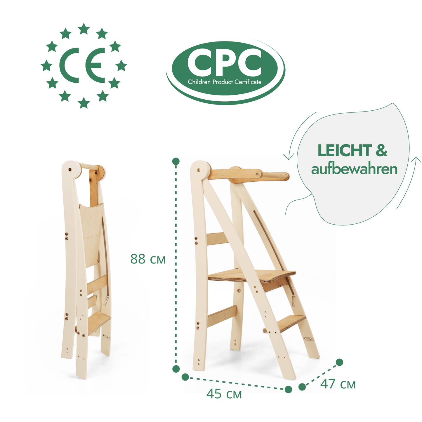 Montessori Lernturm - Höhenverstellbarer Kinderstuhl-2